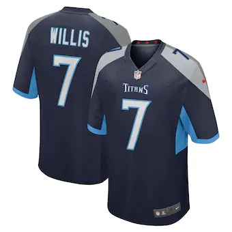 mens nike malik willis navy tennessee titans 2022 nfl draft